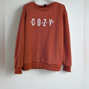 COZY season Warm Rust Crewneck Sweatshirt Pullover Xl